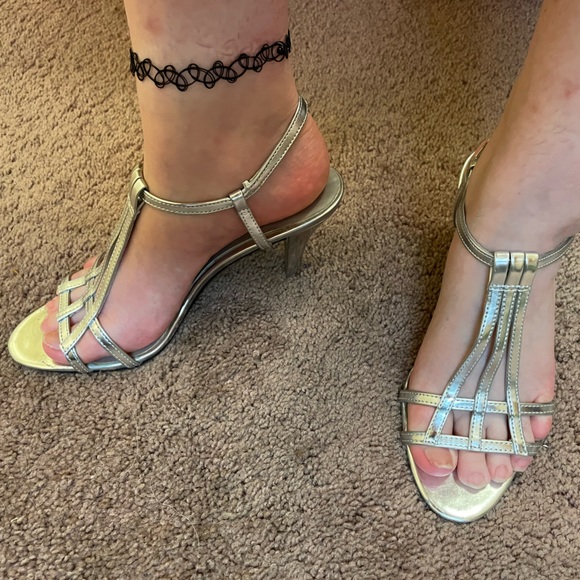 Target - Fioni: Silver Strappy Kitten Heels - Picture 3 of 15